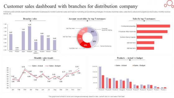 Customer Sales Dashboard With Branches For Distribution Company