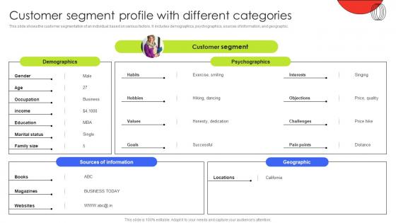 Customer Segment Profile With Different Categories Customer Demographic Segmentation MKT SS V