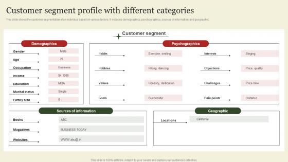 Customer Segment Profile With Different Market Segmentation And Targeting Strategies Overview MKT SS V