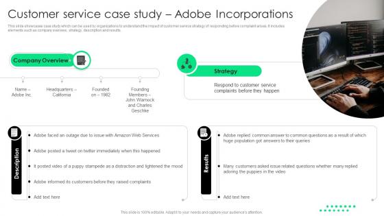 Customer Service Case Study Adobe Incorporations Service Strategy Guide To Enhance Strategy SS
