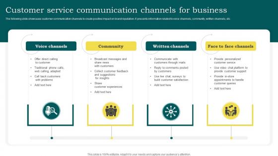 Customer Service Communication Channels For Business