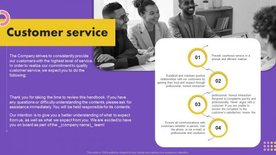 Customer Service How To Develop Staff Handbook Ppt Icon Example Topics