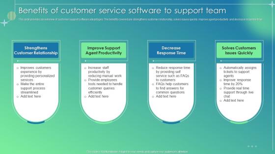 Customer Service Improvement Plan Benefits Of Customer Service Software To Support Team