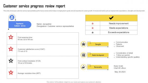 Customer Service Progress Review Report
