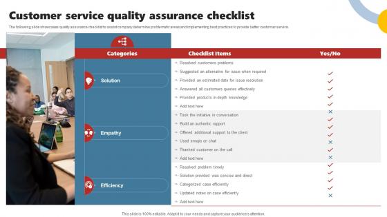 Customer Service Quality Assurance Checklist Enhancing Customer Experience Using Improvement