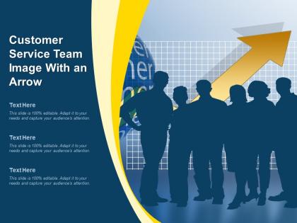 Customer service team image with an arrow