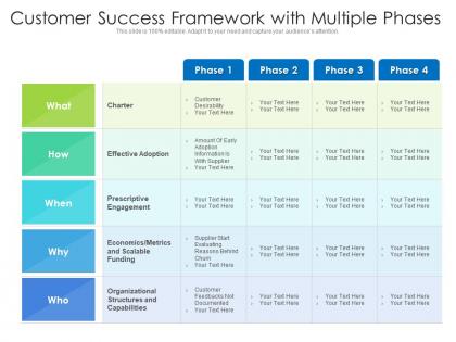 Customer success framework with multiple phases