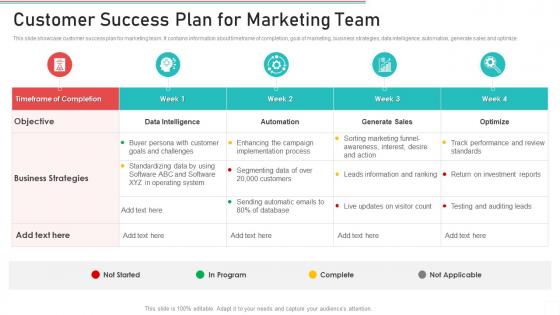 Customer Success Plan For Marketing Team