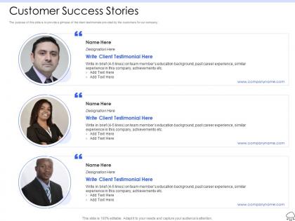 Customer success stories ppt powerpoint presentation portfolio visuals