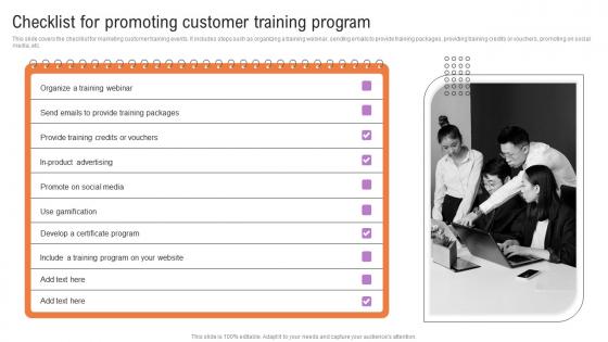 Customer Support And Services Checklist For Promoting Customer Training Program