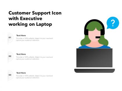 Customer support icon with executive working on laptop