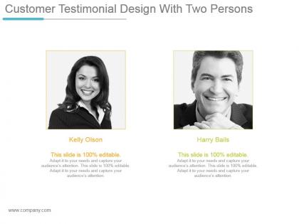 Customer testimonial design with two persons powerpoint slide show
