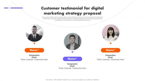 Customer Testimonial For Digital Marketing Strategy Proposal