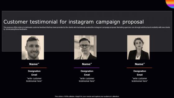 Customer Testimonial For Instagram Campaign Proposal