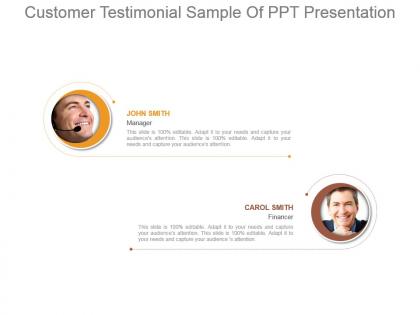 Customer testimonial sample of ppt presentation