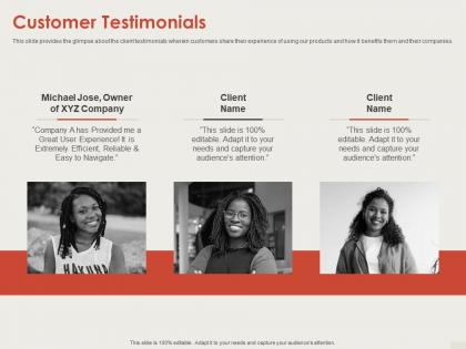 Customer testimonials series b financing ppt portrait