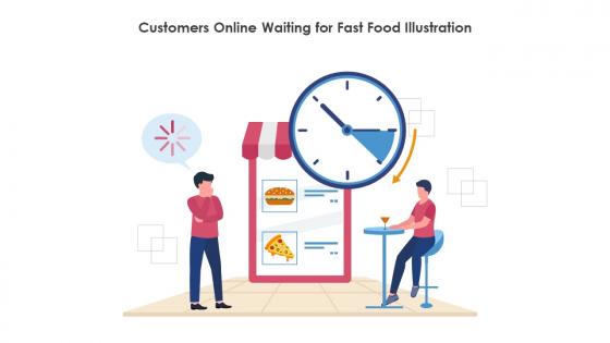 Customers Online Waiting For Fast Food Illustration