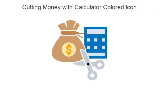 Cutting Money With Calculator Colored Icon In Powerpoint Pptx Png And Editable Eps Format