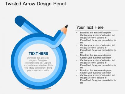 Cv twisted arrow design pencil flat powerpoint design