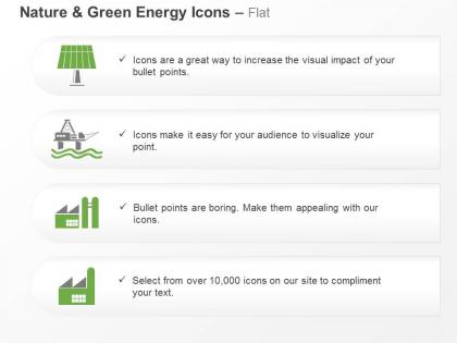 Cw green energy icons for factory solar light symbols ppt icons graphics