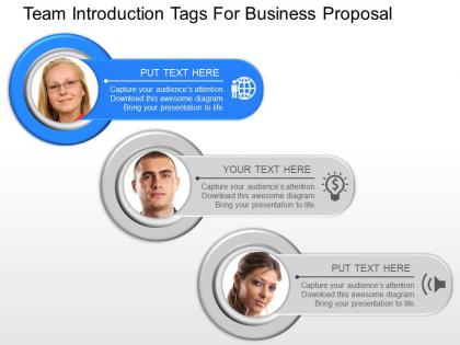 Cw team introduction tags for business proposal powerpoint template