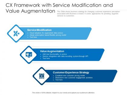 Cx framework with service modification and value augmentation