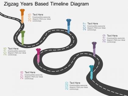 Cx zigzag years based timeline diagram flat powerpoint design