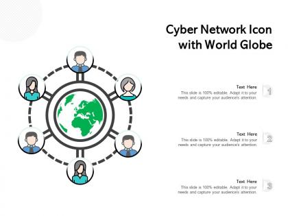 Cyber network icon with world globe