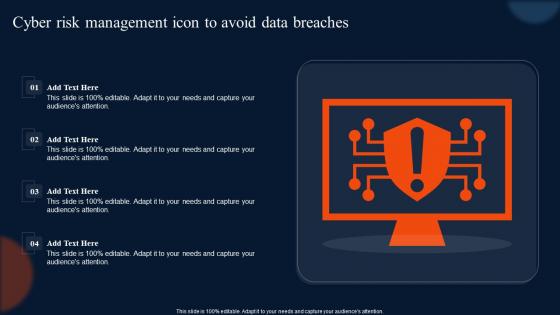 Cyber Risk Management Icon To Avoid Data Breaches