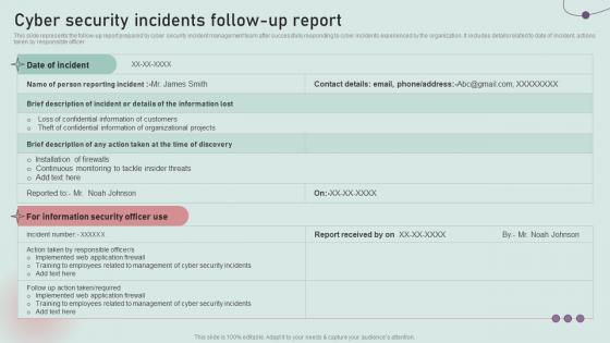 Cyber Security Incidents Follow Up Report Development And Implementation Of Security Incident Management