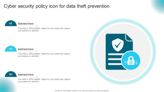 Cyber Security Policy Icon For Data Theft Prevention