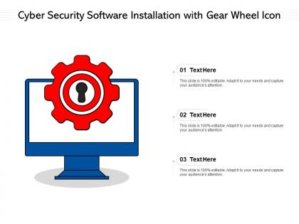 Cyber security software installation with gear wheel icon