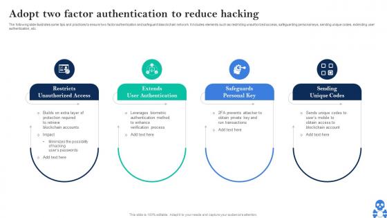 Cyber Threats In Blockchain Adopt Two Factor Authentication To Reduce Hacking BCT SS V