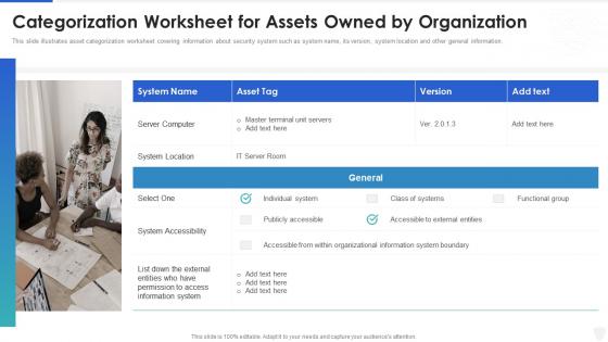 Cybersecurity and digital business risk management categorization worksheet for assets