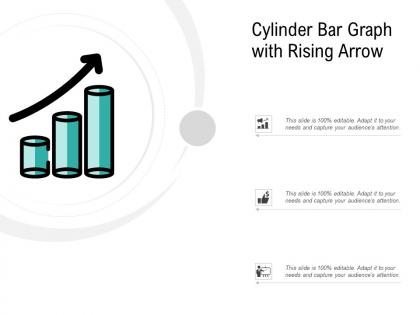 Cylinder bar graph with rising arrow