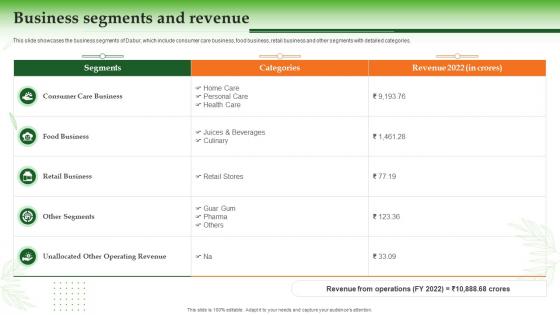Dabur Company Profile Business Segments And Revenue Ppt Slides Example File