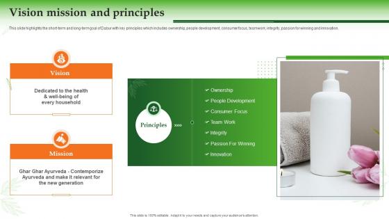 Dabur Company Profile Vision Mission And Principles Ppt Styles Master Slide