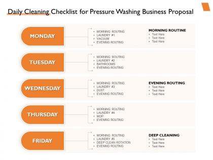 Daily cleaning checklist for pressure washing business proposal ppt powerpoint slides