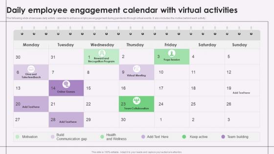 Daily Employee Engagement Calendar With Virtual Activities