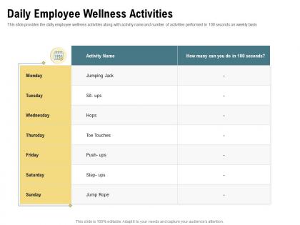 Daily employee wellness activities friday hops ppt powerpoint presentation infographic template