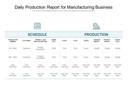 Daily production report for manufacturing business