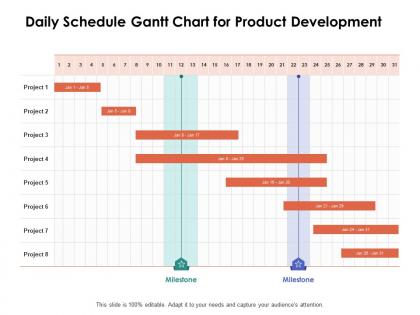 Daily schedule gantt chart for product development ppt powerpoint presentation ideas