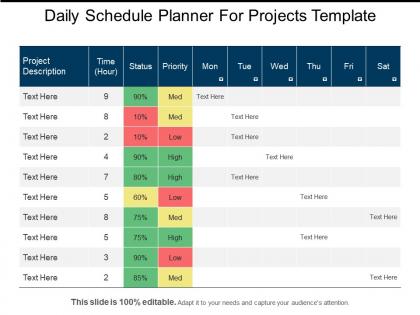 Daily schedule planner for projects template ppt background
