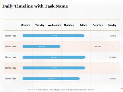 Daily timeline with task name ppt powerpoint presentation infographic