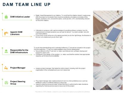 Dam team line up ppt powerpoint presentation layouts example introduction