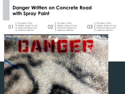 Danger written on concrete road with spray paint