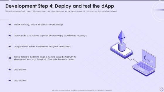 Dapps IT Development Step 4 Deploy And Test The Dapp Ppt Powerpoint Presentation Inspiration