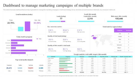 Dashboard To Manage Marketing Campaigns Brands Multi Brand Strategies For Different Market