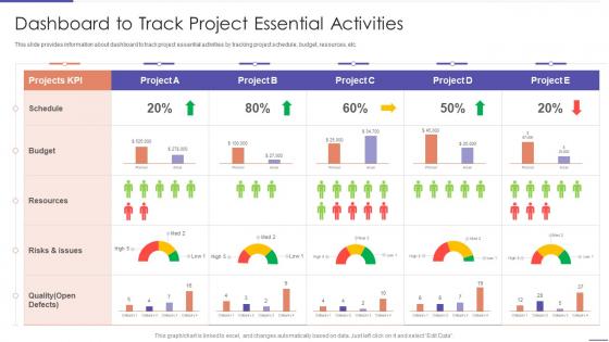 Dashboard To Track Project Essential Activities Project Planning Playbook