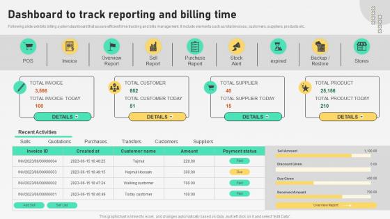 Dashboard To Track Reporting And Billing Time Automation For Customer Database